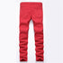 Streetwear Men's Ripped Jeans Elasticity Mid Waist Jeans Straight Pants